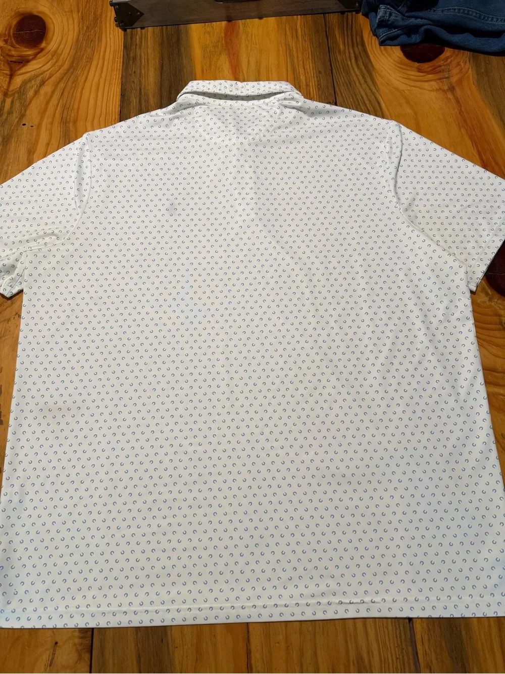 Polo by Ralph Lauren White Polo with Blue Mini Horseshoe Print XL